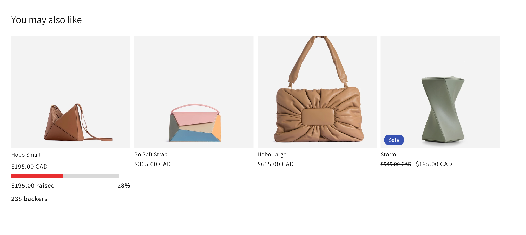 Collection grid with progress bars under product cards