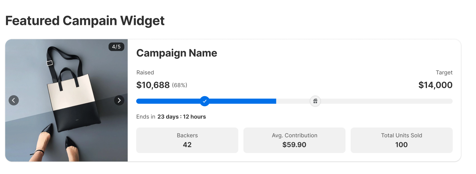 Homepage section with Featured Campaign Widget highlighted